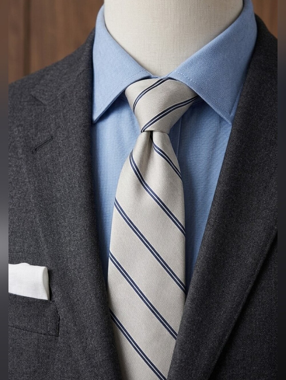 Nautica Gray and Blue Striped Tie Classic Design
